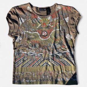 Vintage DKNY Jeans Rare Dragon All Over Graphic Print Tee Women's US Large